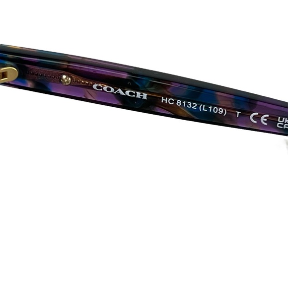 Coach NEW Sunglasses Cat Eye Purple Confetti Tortoise Logo Plate 52888H - Picture 8 of 12